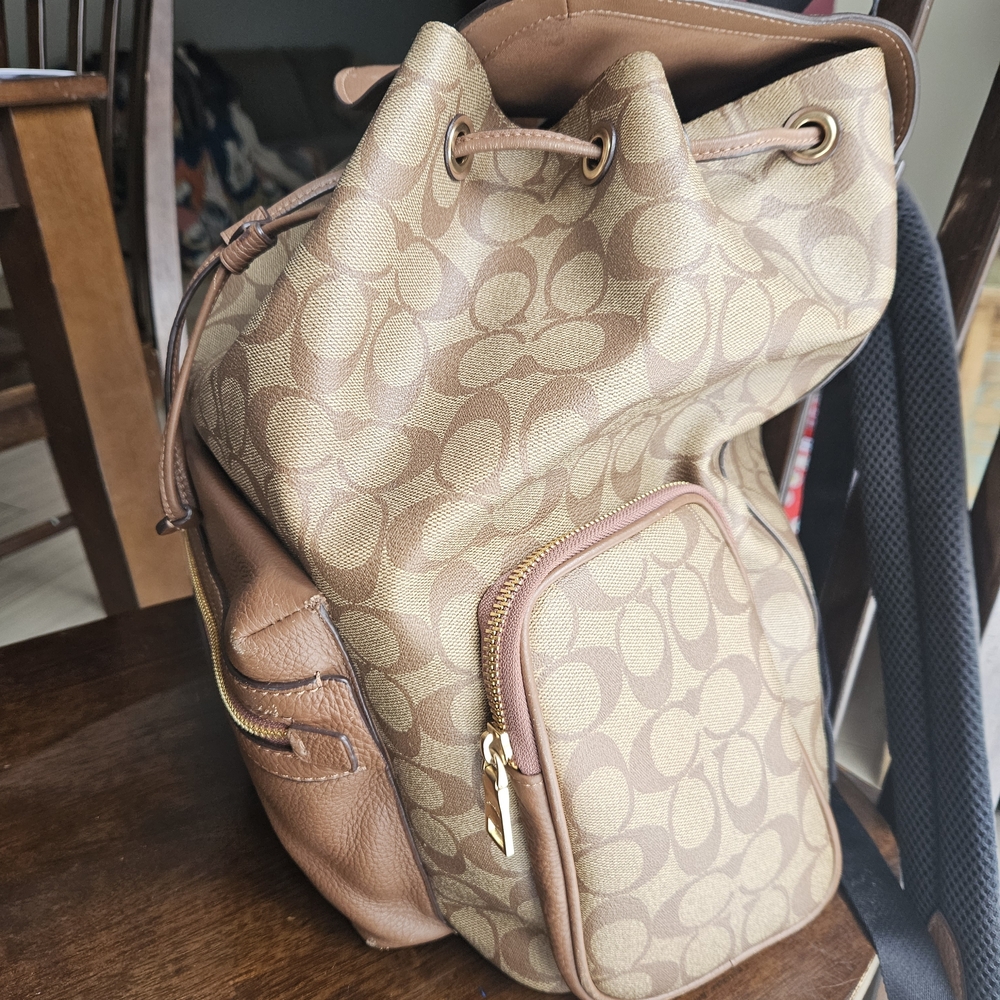 Coach Brown Monogram Backpack - Picture 2 of 5